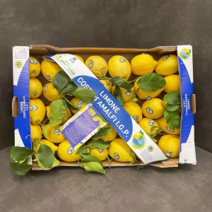 Fruits and Vegetables - Lemon with Leaf (Amalfi) - Citron Feuille Amalfi, IGP, Italie, 50x30x8KG